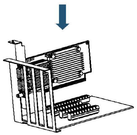 Kartın her iki köşesine eşit basınç uygulayarak, adaptör kartını sıkıca oturana kadar PCI Express yuvasına sokun.