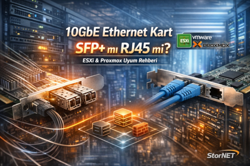 10GbE Ethernet Kart Karşılaştırması: SFP+ mı RJ45 mi? ESXi ve Proxmox Uyum Rehberi (2026)
