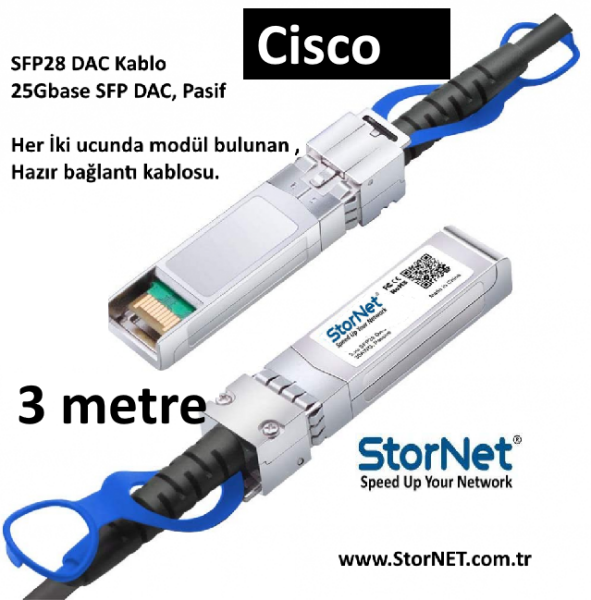 3 Metre DAC Kablo 25G SFP28 Cisco Code | StorNET