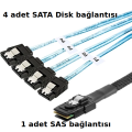 SAS SFF-8087 to 4 SATA Disk kablosu 80cm