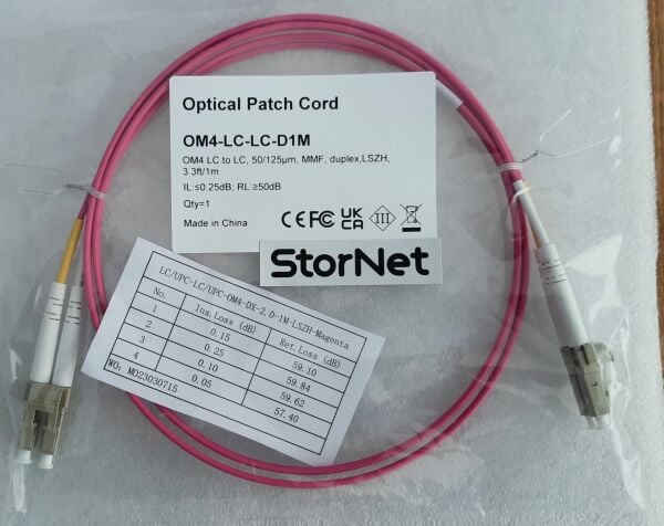LC-LC Fiber Optik Patch Kablo 1 metre Multimode Duplex 50/125 Om4