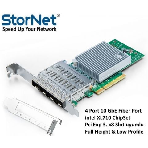Ethernet Kartı 4 Port 10GbE SFP+ intel chipset X710-DA4 | StorNET