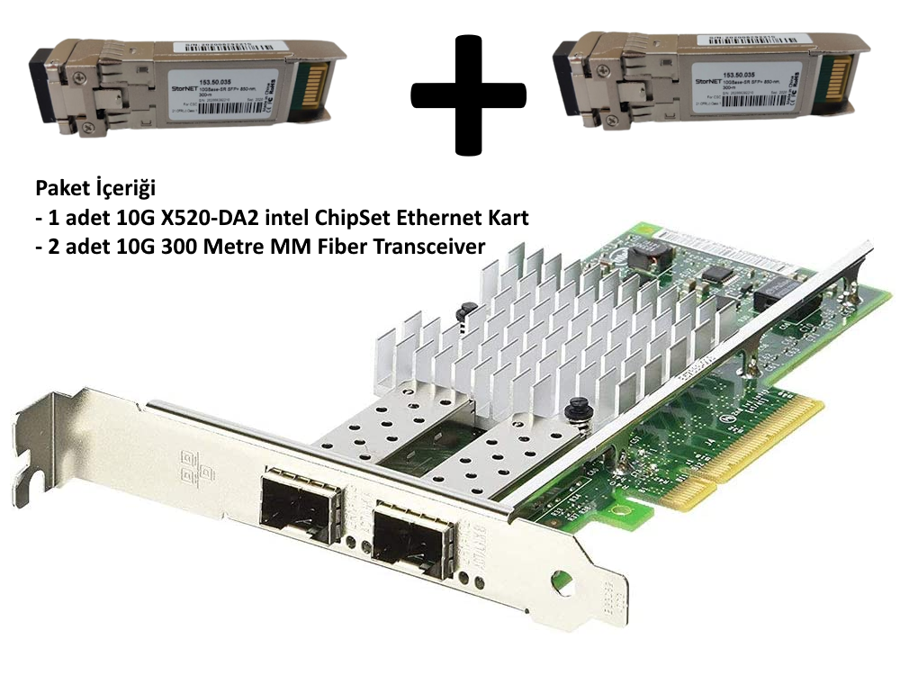 Ethernet 10GbE intel X520-DA2 + 2 adet MM Modül