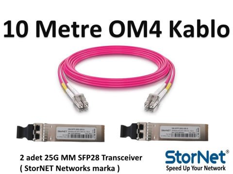 SFP28 Transceiver OM4 Fiber Patch Kablo Kit 10 Metre