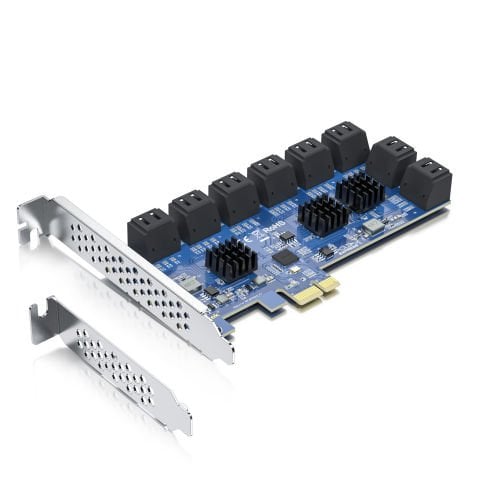 16 Port SATA SSD HBA Kart Pci x1 - Kablo dahil