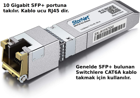 10G RJ45 SFP+ Transceiver ARUBA JL563A-SN uyumlu