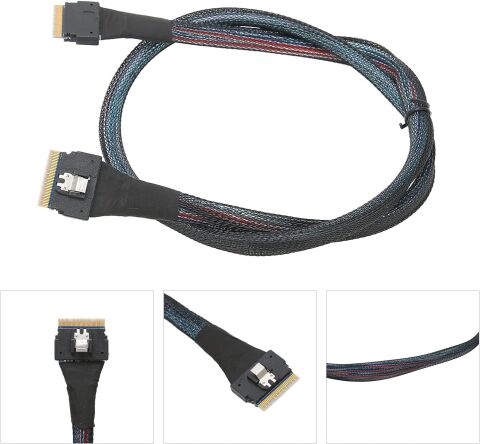 Mini SAS 4.0 Veri Aktarım Kablosu – SFF-8654 8i to SFF-8654 8i, 24 Gbps 0.80Metre