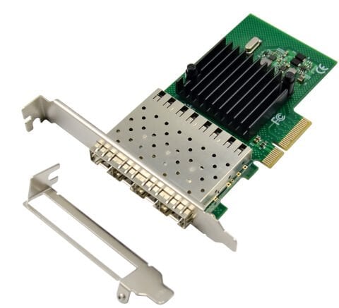Intel I350-F4 Dört Port Fiber Gigabit Ethernet Kartı | PCIe x4 SFP StorNET